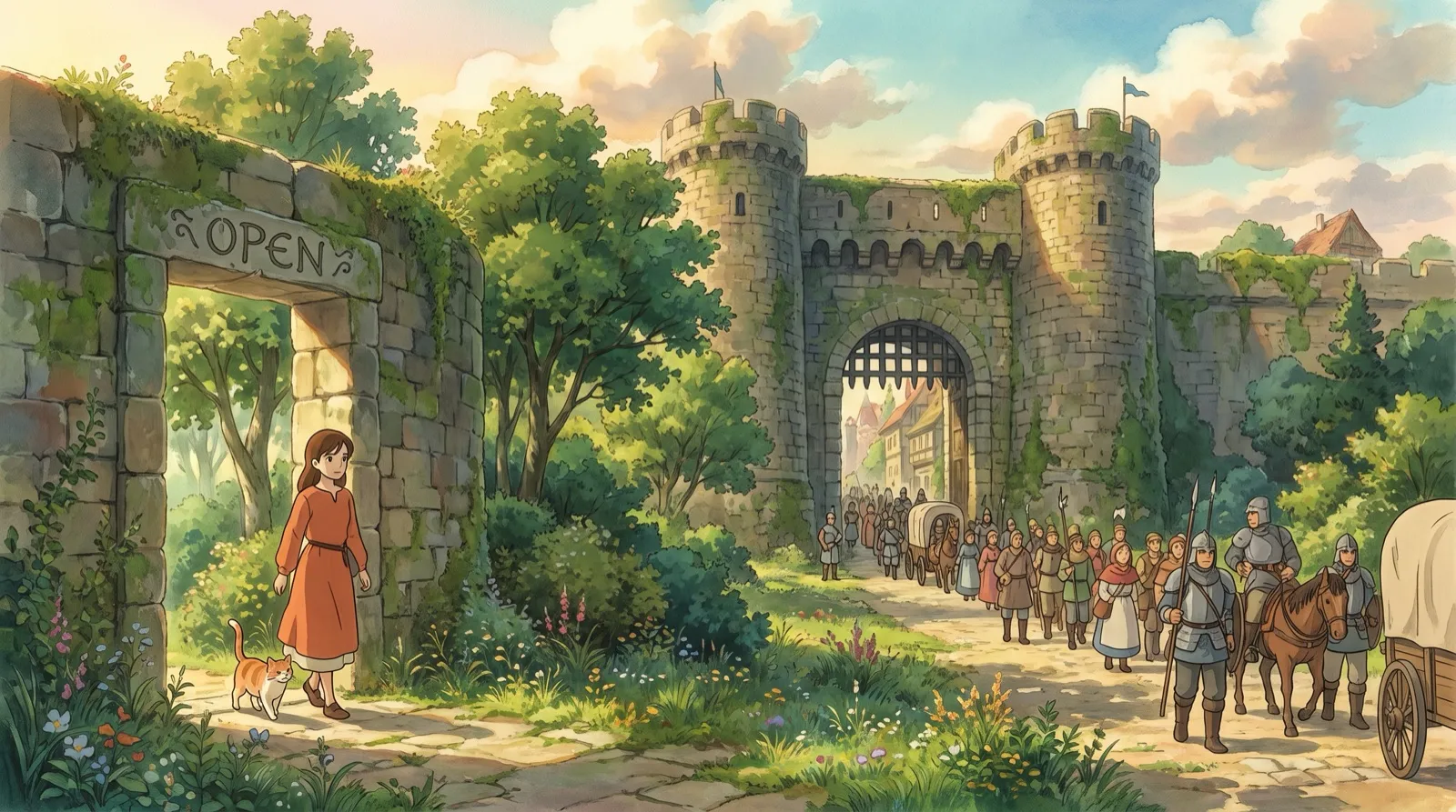 Walking through an unguarded side-gate while a crowd queues at the main gate