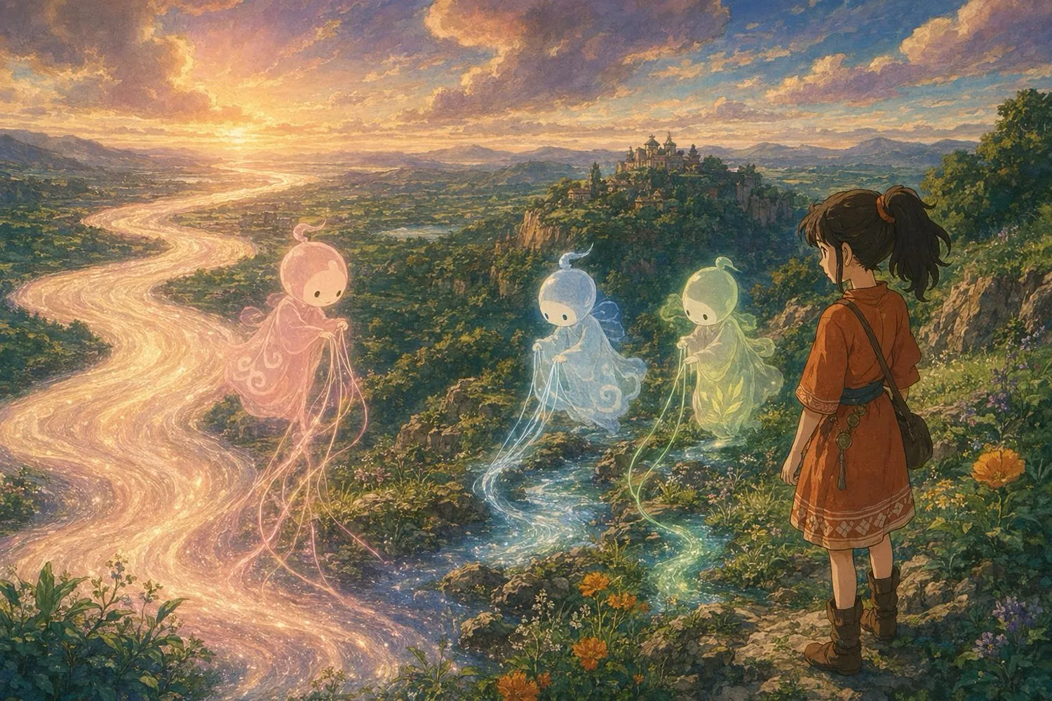 Three oracle-spirits each drawing from their own source, different AI tools